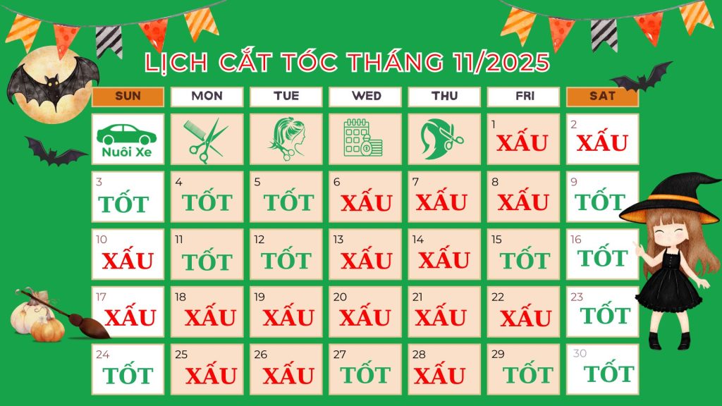 Lịch Cắt Tóc Tháng 11 Năm 2025 Theo Tuần Hợp Phong Thủy 14 Lịch cắt tóc chi tiết tháng 11 năm 2025
